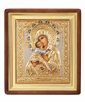 Богородица Владимирская икона богоматерь из алюминия и серебра