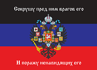 Флаг 074 Новороссия ДНР_Сокрушу пред ним врагов его, 90х135 см, материал сетка для улицы