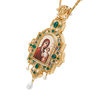 Панагия №1415 / Фианиты деколь, эмаль / золочение