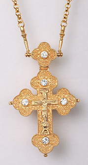 Крест наперсный №95 / золочение / литьевое распятие серебро (УИН)