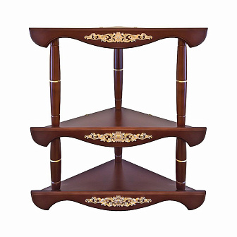 Полка для икон деревянная трехъярусная угловая с узором