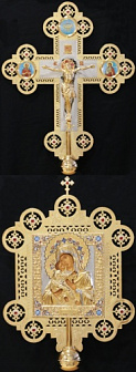 Крест-икона № 3 гальванопл. ризы литое распятие гравировка золочение
