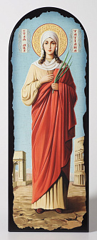 Икона на МДФ 18х50 арочная, объёмная печать, лак Татьяна