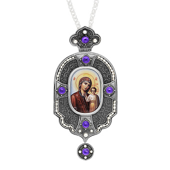 Панагия №199 / Фианиты деколь / серебрение / Казанская БМ Панагия №199 / Фианиты деколь / серебрение / Казанская БМ