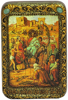Настольная икона ''Вход Господень в Иерусалим'' на мореном дубе