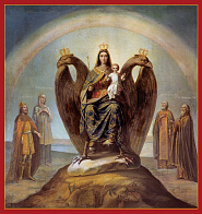 Царская Икона 015 БМ Яко Орля на троне 29х30