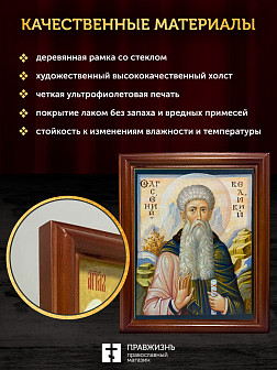 Икона Арсений Великий преподобный, деревянная рамка со стеклом 15х18х2 см 033