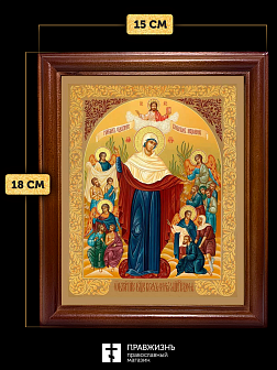 Икона Божией Матери Всех скорбящих Радость с золочением, деревянная рамка со стеклом 15х18х2 см 153 Икона Божией Матери Всех скорбящих Радость с золочением, деревянная рамка со стеклом 15х18х2 см 153