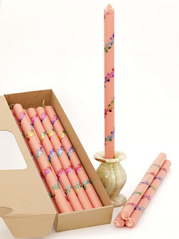 Свечи праздничные №4 (уп 10шт), РОЗОВЫЕ (Радужная лоза)