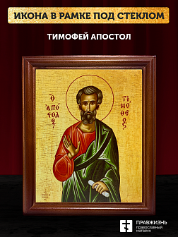 Икона Тимофей апостол, деревянная рамка со стеклом 15х18х2 см 138