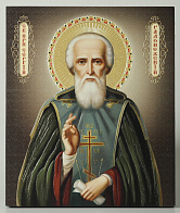 Икона на доске 22х26 объёмная печать, лак Сергий Радонежский