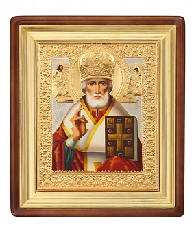 Икона живописная в киоте 40х50 масло, риза №141, киот №1 Николай Чудотворец