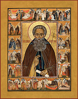 Икона АВРААМИЙ Ростовский, Преподобный (РУЧНАЯ РАБОТА) с клеймами