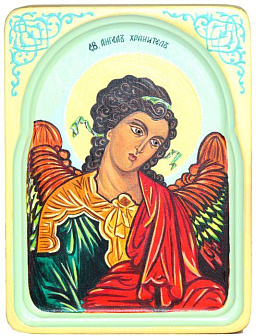 Рукописная икона ''Ангел Хранитель'' на кипарисе