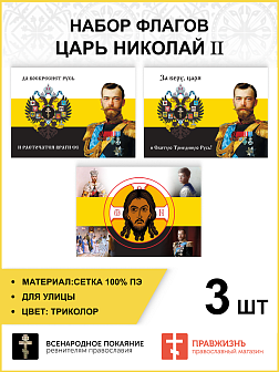 Набор флагов Царь Николай II сетка 3 шт.