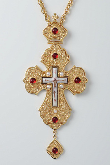 Крест наперсный филигрань №0013 одинарный рант финифть /золочение/