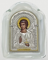 Икона "Ангел-Хранитель" из серебра и стекла