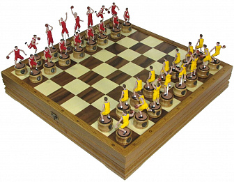 Шахматы эксклюзивные с фигурами из цинкового сплава покрашенными в полу-коллекционном качестве "Баскетбол"