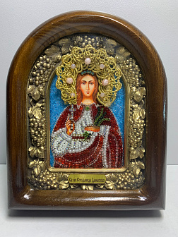 202 Именная икона Стефанида Дамасская бисер, дерево