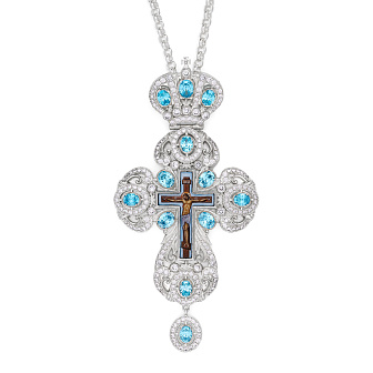 Крест наперсный №158 / Фианиты / серебрение
