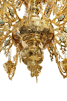 Паникадило 2 яруса 24 свечи с цепями золочение (1-2 ярус)