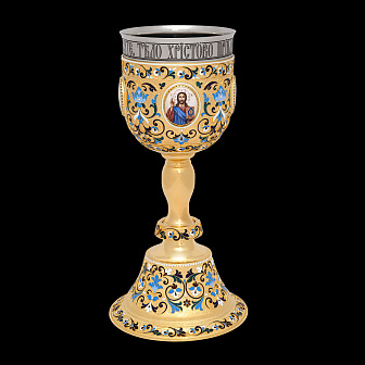 Потир 2.0л 4-финифти, филигрань, эмаль "№2" / золочение / нержавеющий стакан