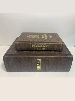 Подарочный набор книг в кожаном переплете: Библия 03.10 и Евангелие 09.35 цвет темно-коричневый