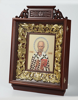 Икона фото в киоте 24х30 объемная печать, киот №9 Николай Чудотворец Икона фото в киоте 24х30 объемная печать, киот №9 Николай Чудотворец