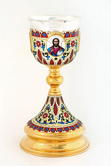Потир 1.0л 4-финифти, филигрань, эмаль / золочение / серебряный стакан (УИН)