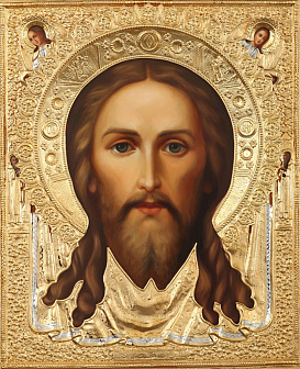 Икона живописная «Спас Нерукотворный» 40х50, масло, риза №145, золочение