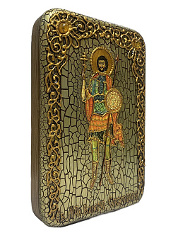 Настольная икона Святой мученик Валерий Севастийский на мореном дубе