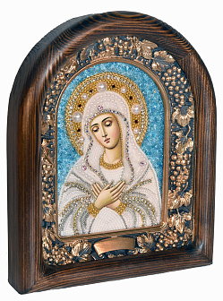 Икона ''Пресвятая Богородица Умиление'' из бисера и жемчуга