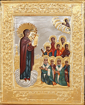 Икона живописная Божией Матери «Боголюбская» 13х18, масло, риза №78, золочение Икона живописная Божией Матери «Боголюбская» 13х18, масло, риза №78, золочение