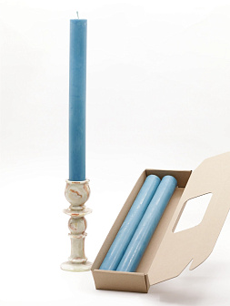 Свечи-столбики, 3шт в коробочке (35см, D35, 15ч), ГОЛУБЫЕ