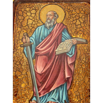 Икона ''Апостол Павел'' ручной работы из дуба в футляре