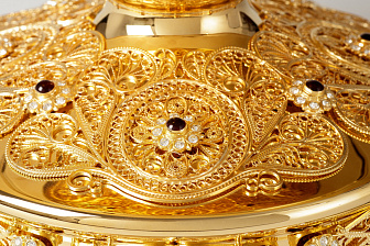 Дискос с поддискосником / ф320мм-к потиру 3, 0л / филигрань, ручная гравировка / золочение