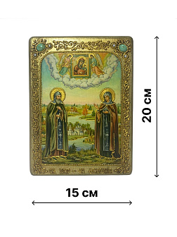 Настольная икона ''Петр и Февронья'' на мореном дубе