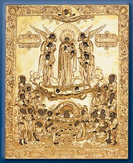 Икона живописная Божией Матери «Всех скорбящих Радость» 50х60, масло, риза №87, золочение