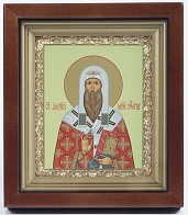 Икона в киоте 11х13 сложный, темпера, рамка золочёная Алексий митрополит Московский
