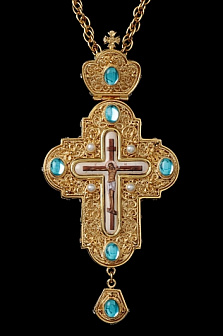 Крест наперсный филигрань №0018 финифть /золочение/