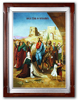 Икона на стекле №2 32х45, в киоте с подсветкой Вход в Иерусалим