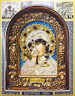 Икона ''Пресвятая матерь Божия Владимирская'' из натйральных камней
