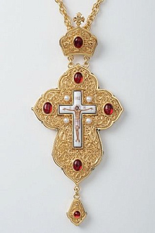 Крест наперсный филигрань №0004 двойной рант финифть /золочение/