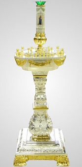 Подсвечник 48 свечей медно-латунный гальванопластика серебрение част. зол. Подсвечник 48 свечей медно-латунный гальванопластика серебрение част. зол.