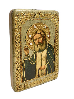 Икона ''Серафим Саровский'' из дуба ручной работы