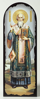 Икона на МДФ 18х50 арочная, объёмная печать, лак Григорий Богослов