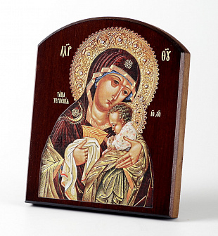 Икона на доске 10х12 объёмная печать, арочная, лак Чаша терпения