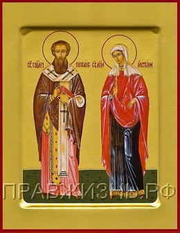 Икона Киприан и Устинья с золочением