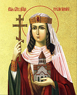 Икона Тамара благоверная царица с золочением, деревянная рамка со стеклом 15х18х2 см 136