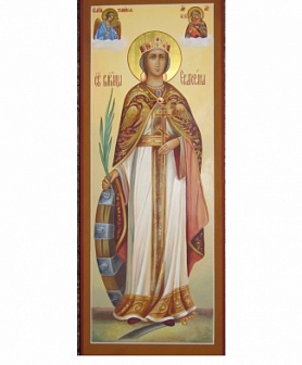 Икона ''Екатерина Великомученица'', липовая доска, дубовые шпонки, левкас, сусальное золото, подарочная упаковка